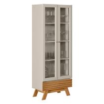 Cristaleira Maju 2 Portas Nature E Off White 71x185 Cm L04 - D'rossi Cristaleira Maju 2 Portas Nature E Off White 71x185 Cm L04 - D'rossi