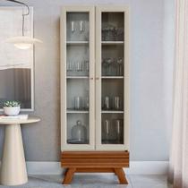 Cristaleira Marsala 2 Portas 3 Prateleiras Freijó/Off White - Linea Brasil