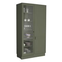 Cristaleira MDF Herval Viana, 3 Portas, com Vidro, Verde Hill