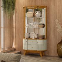 Cristaleira Moss com Prateleira de Vidro com Iluminária de Led - Cumaru/Opala Madetec