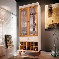 Cristaleira Ópera Nature/Off White Retro Vintage 2 Portas de Vidro Espelhada Sala- Hb Móveis