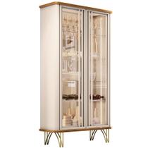 Cristaleira Para Sala de Jantar Bar Adega Led 02 Portas Síria B01 Cinamomo Off White - Lyam