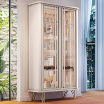 Cristaleira Para Sala de Jantar Bar Adega Led 02 Portas Síria B01 Off White - Lyam