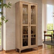 Cristaleira Para Sala de Jantar Com Adega 2 Portas de Vidro Madeira Maciça Benton F06 Tauari - Lyam Decor Cristaleira Para Sala de Jantar Com Adega 2 Portas de Vidro Madeira Maciça Benton F06 Tauari - Lyam Decor