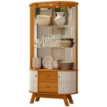 Cristaleira Para Sala de Jantar Vidro Espelho e LED Eça M07 Cinamomo Off White - Lyam Decor