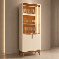 Cristaleira Paraty 180cm 4 Portas de Vidro LED Slim MDP/MDF Frisos Puxador Cava Cristaleira Paraty 180cm 4 Portas de Vidro LED Slim MDP/MDF Frisos Puxador Cava