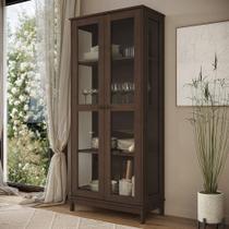 Cristaleira Porta de Vidro 80cm 1 Gaveta Madeira Maciça Vitalis Café F07 - Mpozenato Cristaleira Porta de Vidro 80cm 1 Gaveta Madeira Maciça Vitalis Café F07 - Mpozenato
