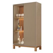 Cristaleira Porta de Vidro Com LED 90cm Lucca Areia/Freijó C01 - Mpozenato Cristaleira Porta de Vidro Com LED 90cm Lucca Areia/Freijó C01 - Mpozenato