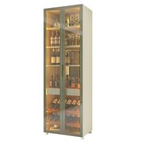 Cristaleira Prisma 2 Portas com Espelho com Led Off White com Bronze - Gelius