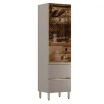 Cristaleira Proença 1 Porta 2 Gavetas 100% Mdf com Vidro Nogueira/Nude - Demóbile Cristaleira Proença 1 Porta 2 Gavetas 100% Mdf com Vidro Nogueira/Nude - Demóbile