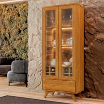 Cristaleira Reflecta 100%MDF 2 Portas Pés em Madeira Maciça