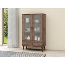 Cristaleira Retrô com 2 Portas de Vidro - Rústico Cristaleira Retrô com 2 Portas de Vidro - Rústico