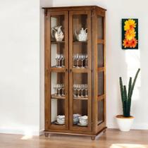 Cristaleira Rústica de Madeira com Pés Torneados Cristaleira Rústica de Madeira com Pés Torneados