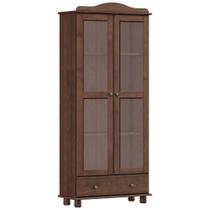 Cristaleira Rústica Para Sala de Jantar Bar 2 Portas 1 Gaveta Lazuli F06 Café - Lyam Decor Cristaleira Rústica Para Sala de Jantar Bar 2 Portas 1 Gaveta Lazuli F06 Café - Lyam Decor