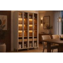 Cristaleira Sala Jantar Allure LED Reflecta 140cm Gris Linea