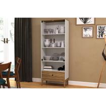 Cristaleira Sala Jantar MB 1057 c/ 2 Portas de Vidro e 1 Gaveta Mel/Off White - Movelbento Cristaleira Sala Jantar MB 1057 c/ 2 Portas de Vidro e 1 Gaveta Mel/Off White - Movelbento