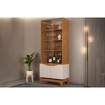 Cristaleira Sala Jantar Nice c/ 4 Portas c/2 Vidro 74x181cm Freijó/Off White - DJ Móveis