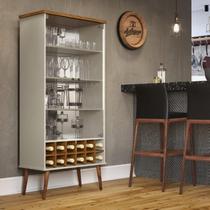 Cristaleira SEL Estilo Retrô Com Adega Para 12 Garrafas Cor Off White / Cumaru Cristaleira SEL Estilo Retrô Com Adega Para 12 Garrafas Cor Off White / Cumaru