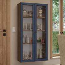 Cristaleira Suspensa 70 Cm 2 Portas De Vidro Rustic-azul Vik Madesa Cristaleira Suspensa 70 Cm 2 Portas De Vidro Rustic-azul Vik Madesa