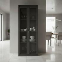 Cristaleira Vertical 2 Portas de Vidro 3 Prateleiras 160,5CMX60CM CR6004 Preto Cristaleira Vertical 2 Portas de Vidro 3 Prateleiras 160,5CMX60CM CR6004 Preto