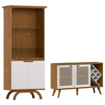 Cristaleira Vicenza com Aparador Buffet Isis 2 Portas Ype Off White New Ceval