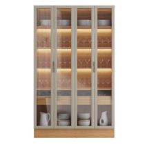 Cristaleira Vidro Sala Jantar 4 Porta Com Led Jequitibá Gris