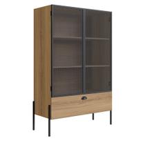 Cristaleira York 140cm Estrutura Preto Fosco - Hanover