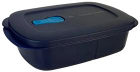 Cristalwave Retangular 1 litro Marmita com Divisórias Azul Tupperware