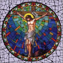 Cristo Crucificado Estilo Vitral 60 X 60cm - 100% azulejo - Kafofo Store