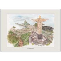 Cristo Redentor Corcovado Rio de Janeiro Arte Aquarela Quadro Decorativo A4