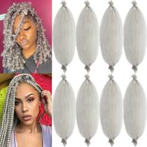 Crochê de cabelo Springy Afro Twist Silver Grey 16 polegadas (pacote com 8)