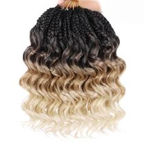 Crochê Hair Leeven Ocean Wave, 10 polegadas, 8 pacotes, 3 tons, ombre