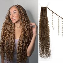 Crochet Hair Boho Faux Locs, 30 polegadas, Goddess Locs, 8 pacotes
