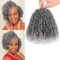 Crochet Hair COOKOO Yanky Twist, 8 polegadas, 8 pacotes, cinza ombre Crochet Hair COOKOO Yanky Twist, 8 polegadas, 8 pacotes, cinza ombre