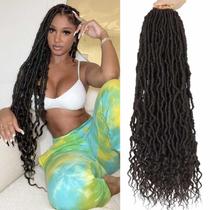Crochet Hair Faux Locs Curly Ends, 24 polegadas, 8 pacotes para mulheres