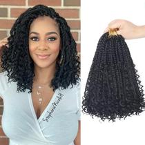 Crochet Hair Julen Goddess Box Braids 10cm 1B para mulheres negras