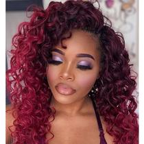 Crochet Hair Leeven Curly de 10 polegadas, 8 pacotes, cor de vinho para mulheres
