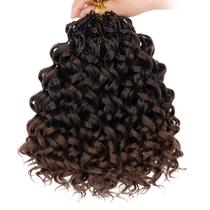Crochet Hair Leeven Gogo Curl, 10 polegadas, Ombre Brown, 8 pacotes
