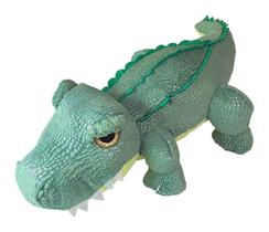 Crocodilo Jacaré Pelúcia Olho Brilhante 35Cms - Verde Escuro