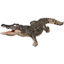 Crocodilo realista em miniatura abre e fecha boca manualmente