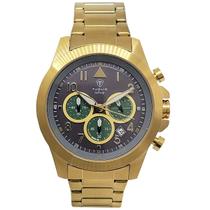 Cronógrafo Masculino Tuguir Analógico Infinity TGI37087 Dourado e Cinza