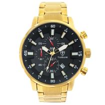 Cronógrafo Masculino Tuguir Analógico TG3101 Dourado e Preto