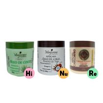 Cronograma Cacheada 3x500g Hidratação Nutrição e Força para Cachos (Babosa, Óleo de Coco e CabeloAfro) Maycrene