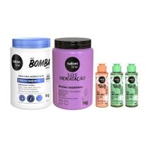 Cronograma capilar Bomba+Óleo Coco e Rícino+Bio-Reconstrução Salon Line