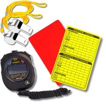 Cronômetro Com Cordão + 2 Apitos De Metal + Cartão Árbitro