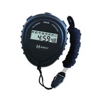 Cronômetro digital relógio com calendário, alarme sonoro e cordão a pilha herweg preto