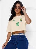 CROOPED COPA 2026 BRASIL Malha 100% Algodão Premium Cor:BEGETamanho:M( 38-42)
