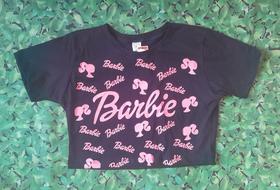 Crooped feminino barbie tecido algodao Crooped feminino barbie tecido algodao