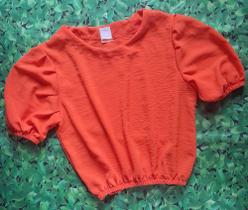 Crooped feminino manga cor laranja tecido dunas
