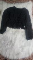 Crooped preto com brilho manga longa Crooped preto com brilho manga longa